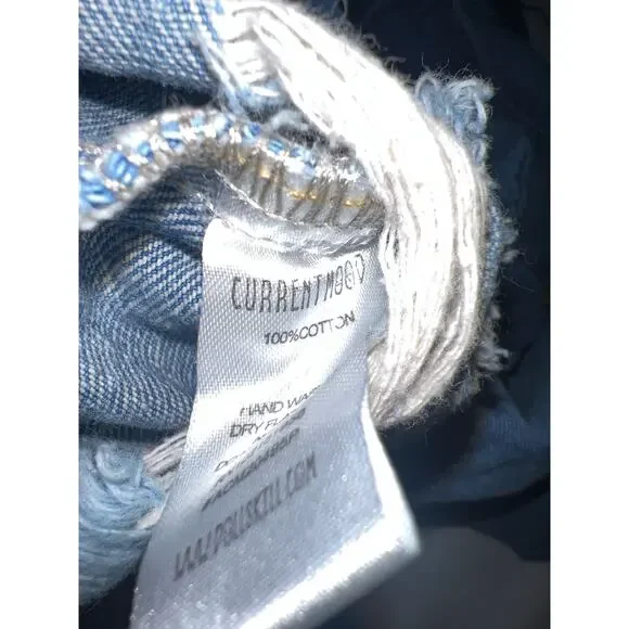 209 Current Mood Cropped Distressed Denim Jacket Graphic Blue Women’s 3X - Picture 7 of 10